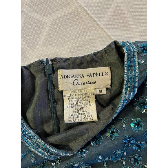 Adrianne Papell Top Women’s Size 8 Occasions Green Beaded Evening Short Sleeve - Picture 3 of 6